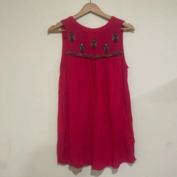 Maeve Anthropologie Pink Embroidered Tunic Tank Blouse Size Small - Picture 6 of 6